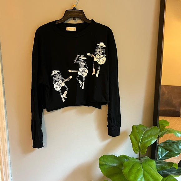 Altar'd State Tops - Altar’d state dancing country skeletons crop top size small NWT
